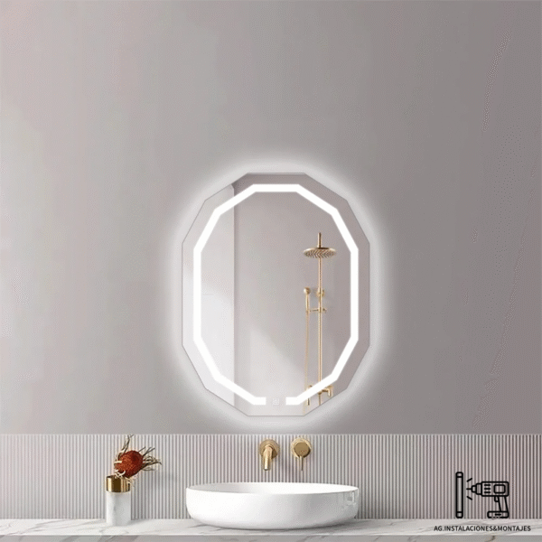 Espejo con Luz LED en forma de dodecágono de 63×83 cm Espejo con forma de dodecágono