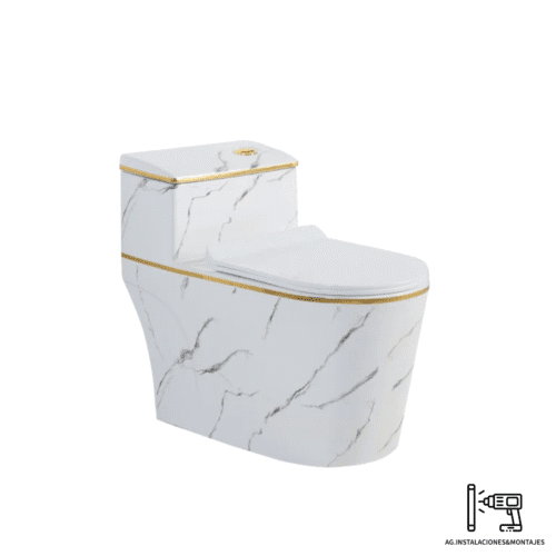 Sanitario AquaHarmony Elite Marmol Carrara Blanco y dorado